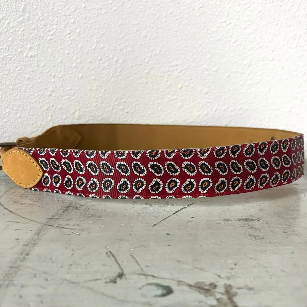 Canterbury Red Paisley Satin & Leather Belt dress belt glam luxury formal 32